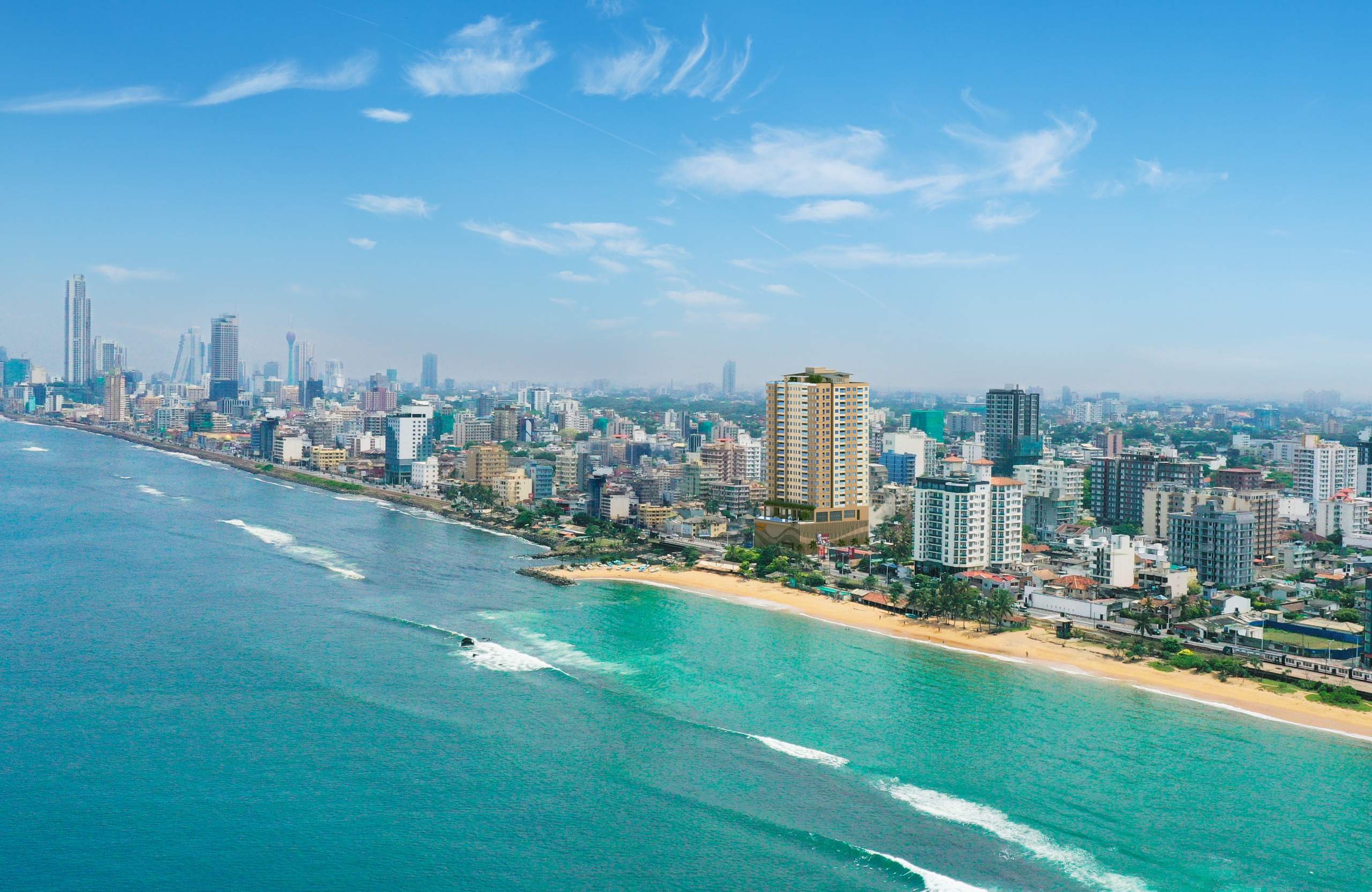 OFC Marine Drive tower rising above the Colombo coastline